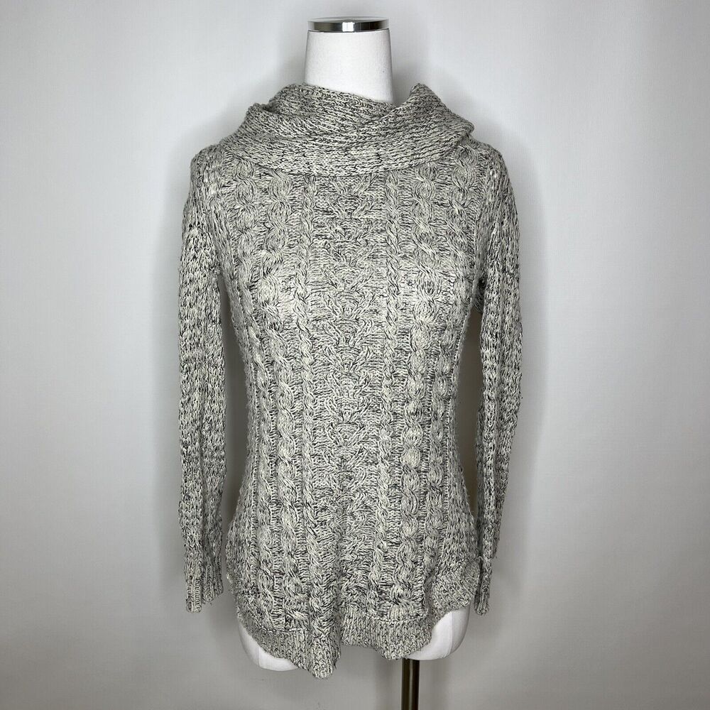 RD Style Women's L/S Harriette Cowl Neck Sweater Small Off-White Black